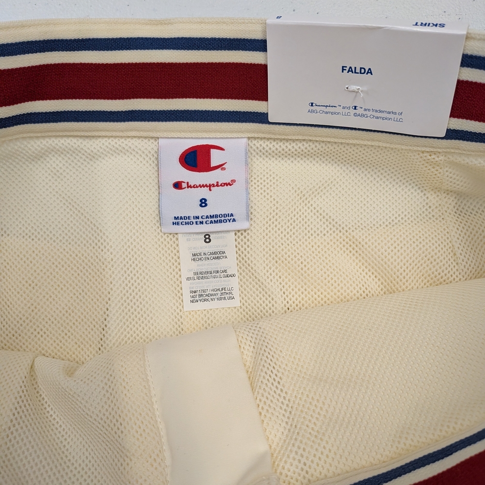Champion Cream A-Line Mini Skirt with Embroidered Logo - Picture 4 of 7